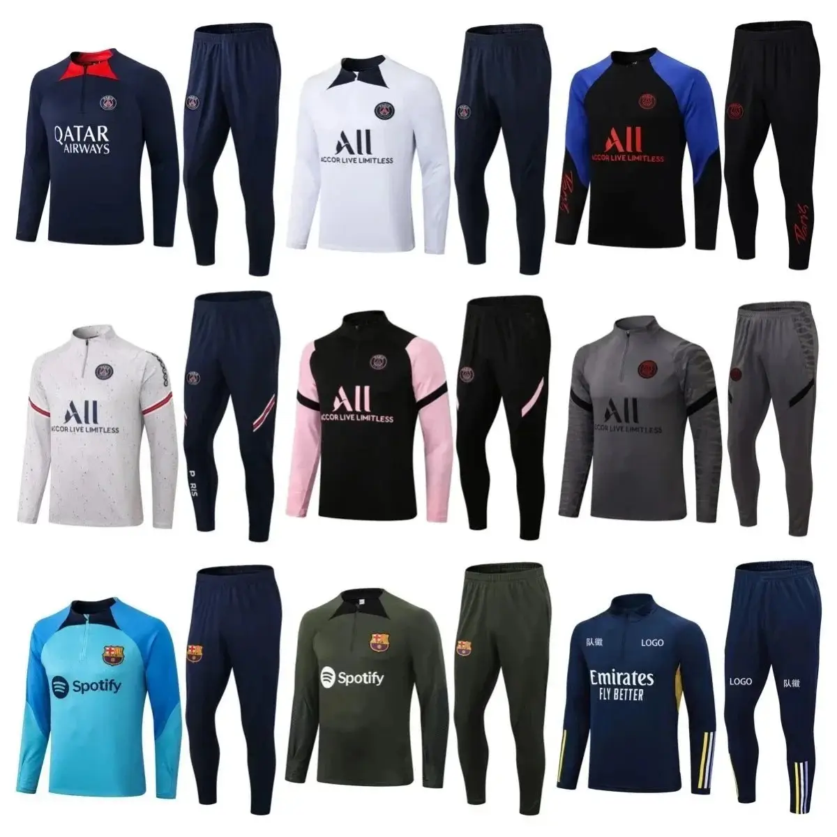 Paris Saint-Germain & FC Barcelona Training Jersey Sets [40 styles]