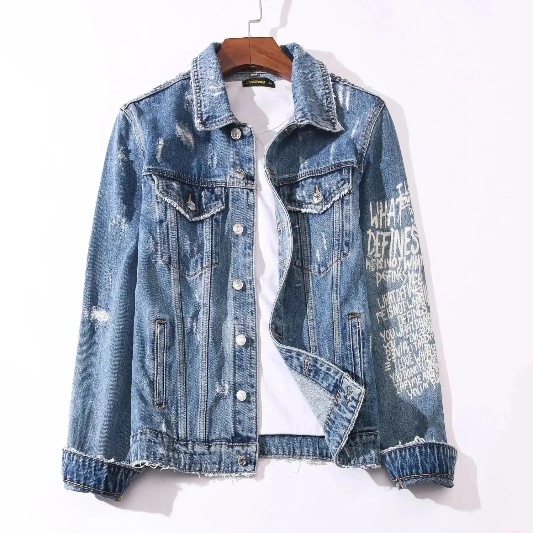 RienFeng Distressed Denim Jacket